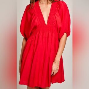 NWT Red Puff Sleeve Dress